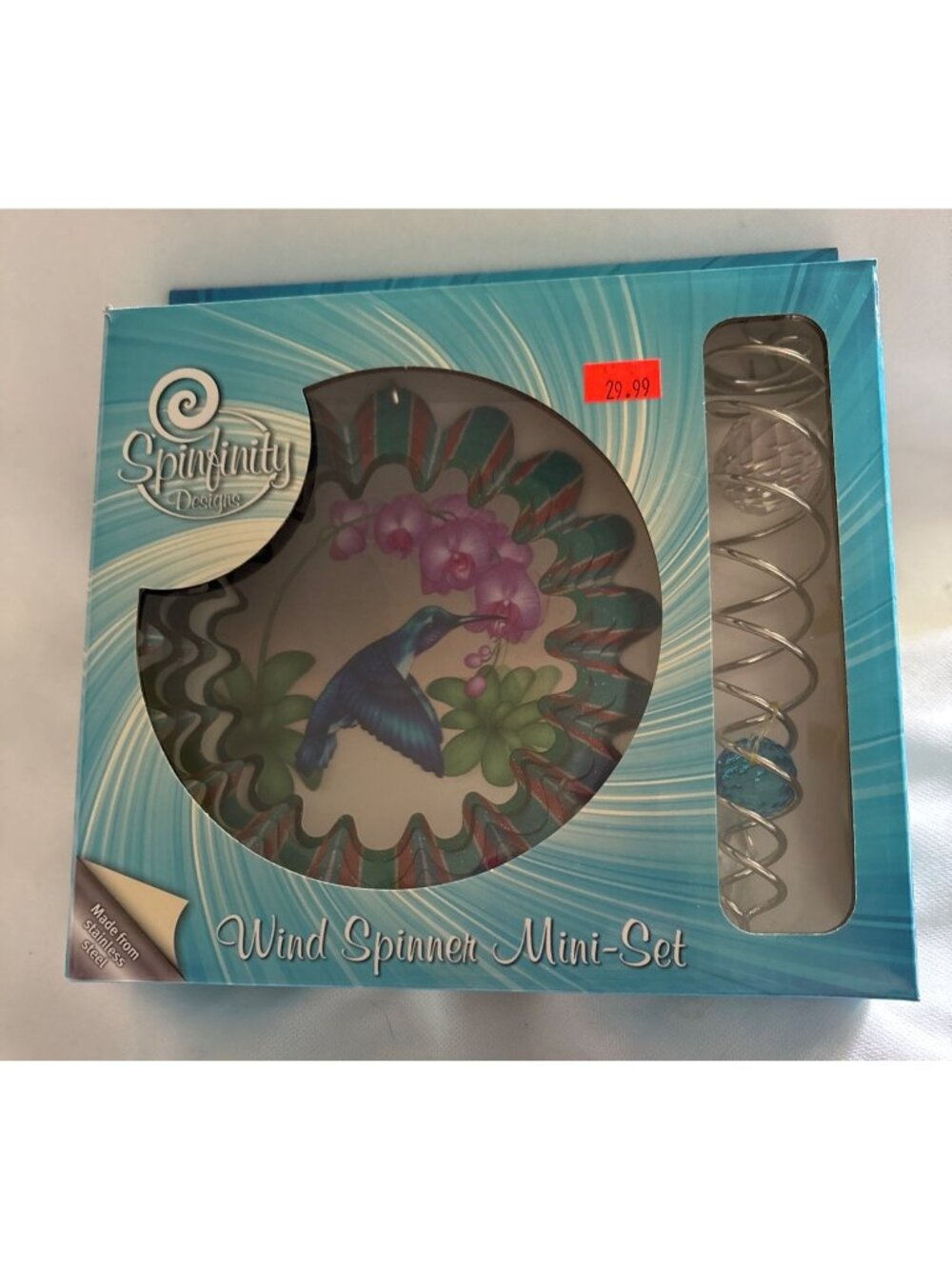 Wind Spinner Mini-Set Hummingbird & Orchid Outdoor Decor Garden